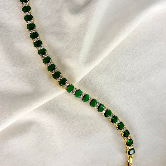 Emerald Green Tennis Bracelet ( Gold )