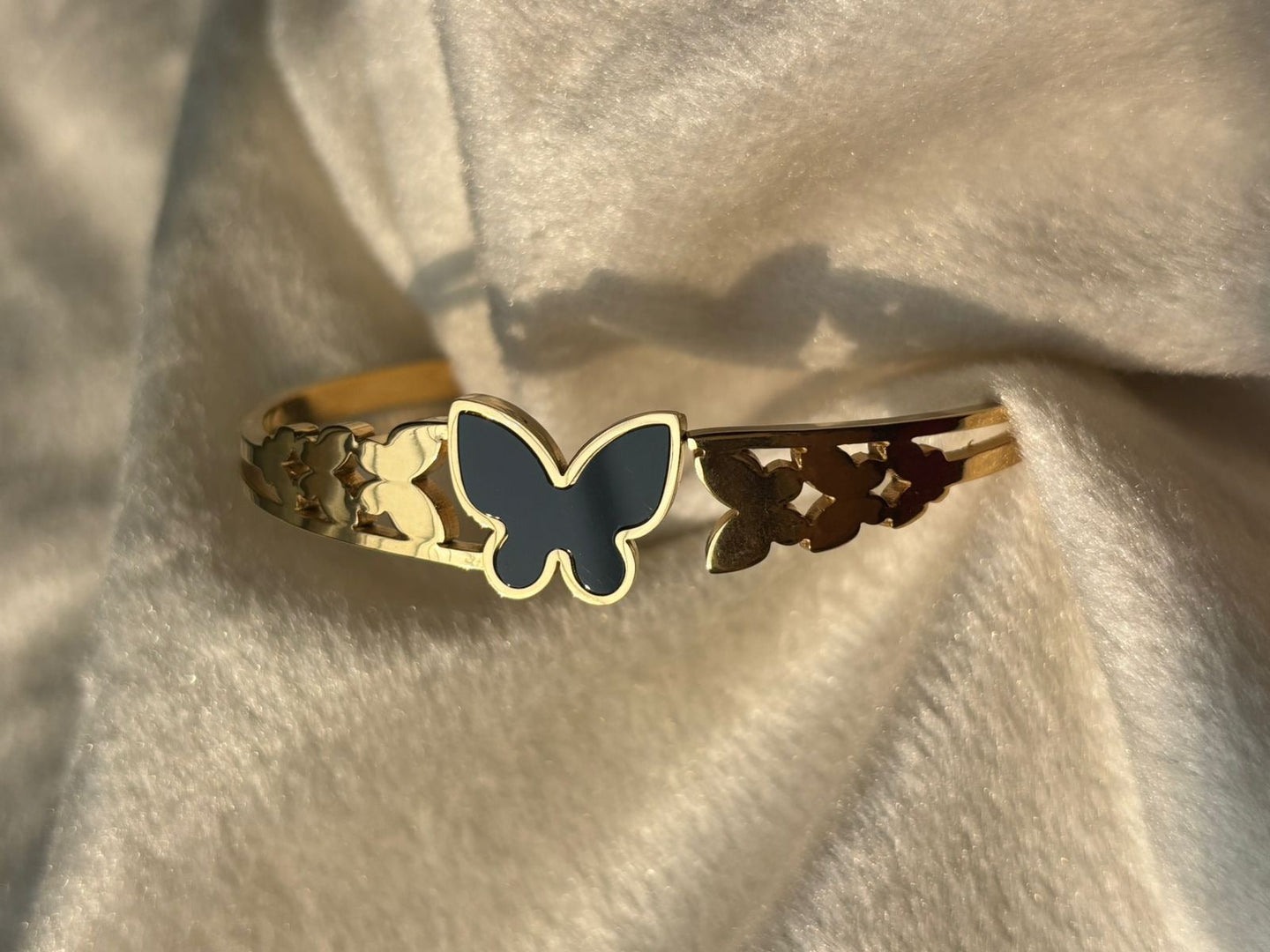 Onyx Butterfly Bangle Bracelet