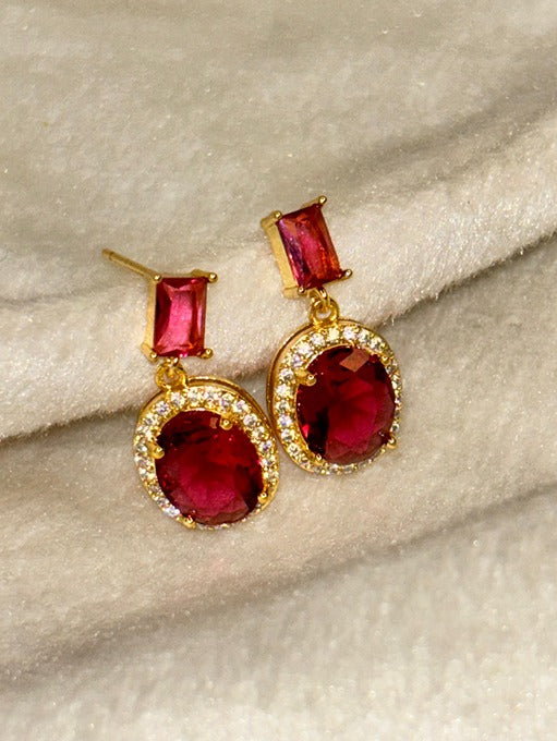 Ruby Red Drop Earrings