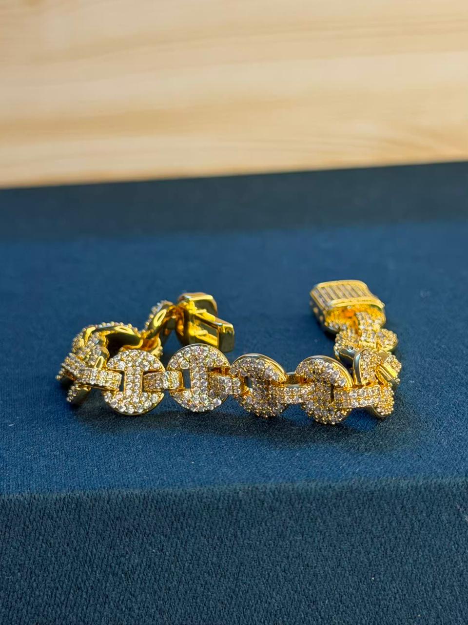 Loaded diamond Lock Chain Gold Plated Tennis Bracelet