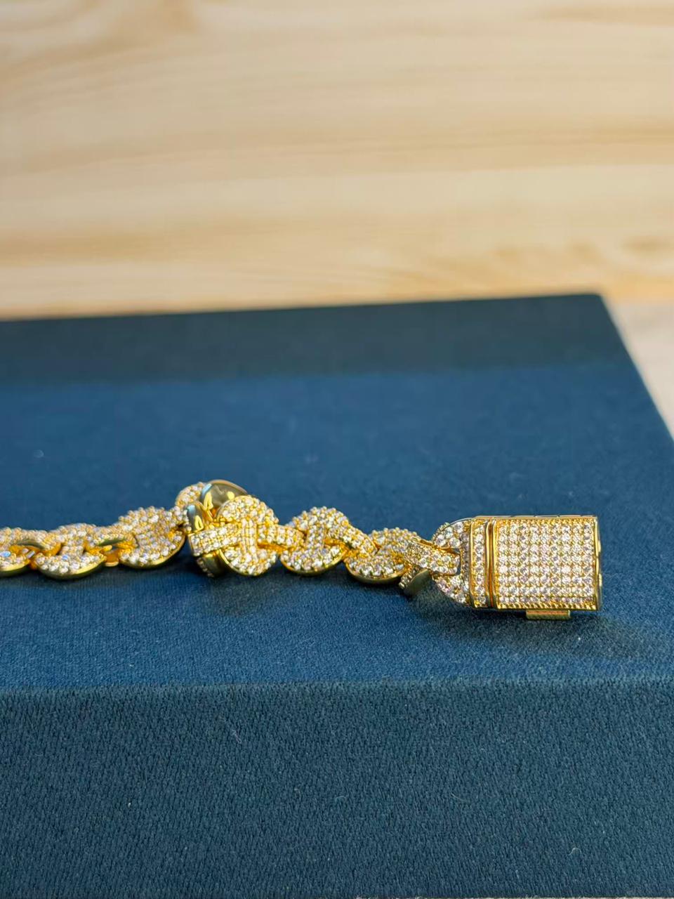 Loaded diamond Lock Chain Gold Plated Tennis Bracelet