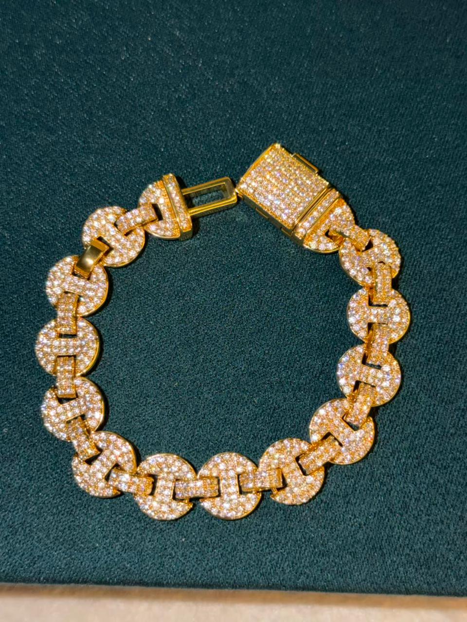 Loaded diamond Lock Chain Gold Plated Tennis Bracelet