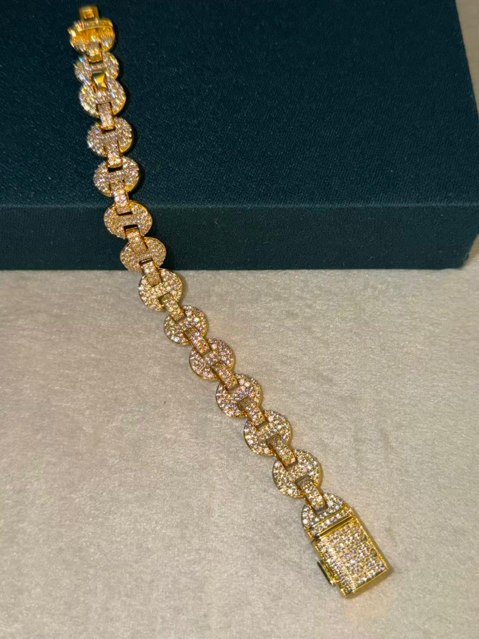 Loaded diamond Lock Chain Gold Plated Tennis Bracelet