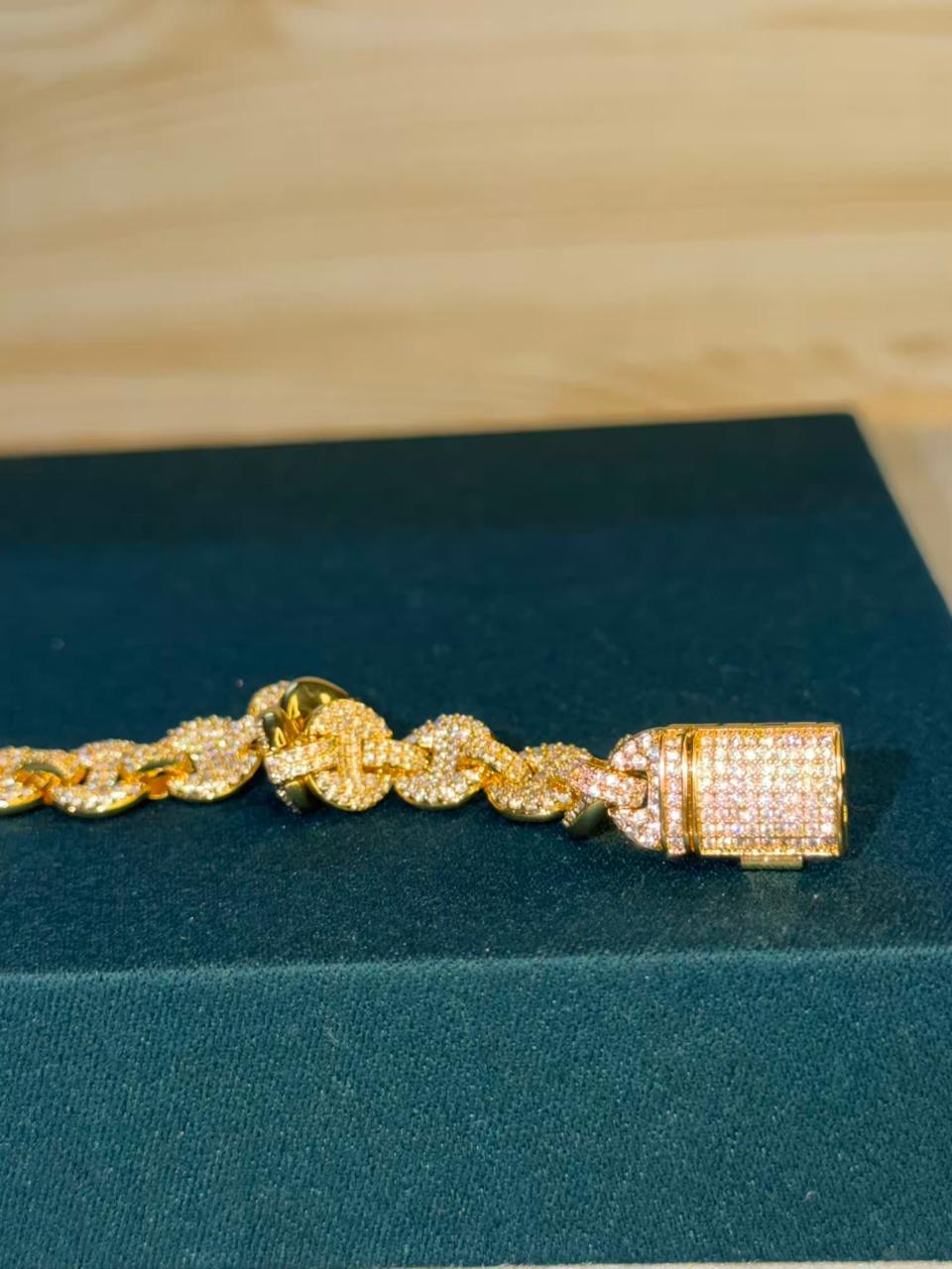 Loaded diamond Lock Chain Gold Plated Tennis Bracelet