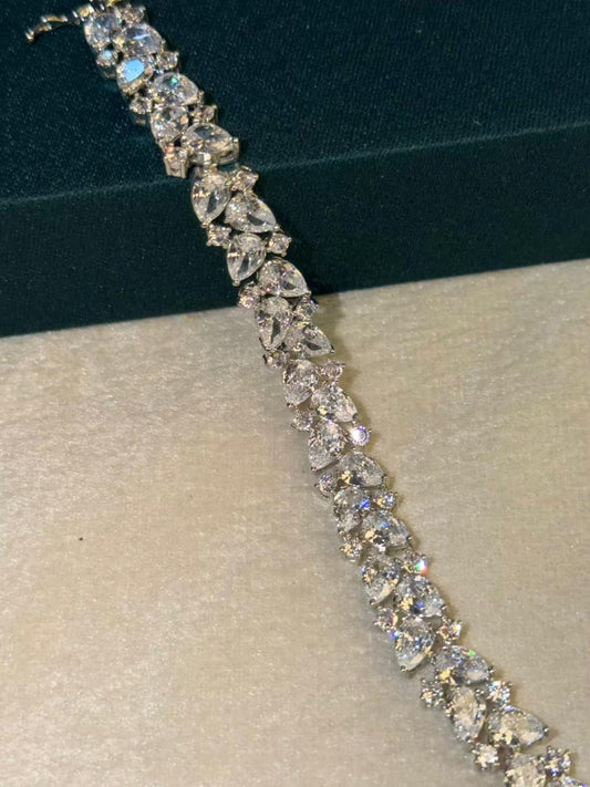 Geometric Drop Diamonds Silver Plated Tennis Bracelet