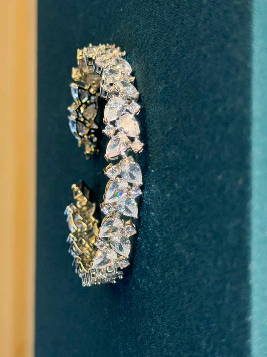 Geometric Drop Diamonds Silver Plated Tennis Bracelet