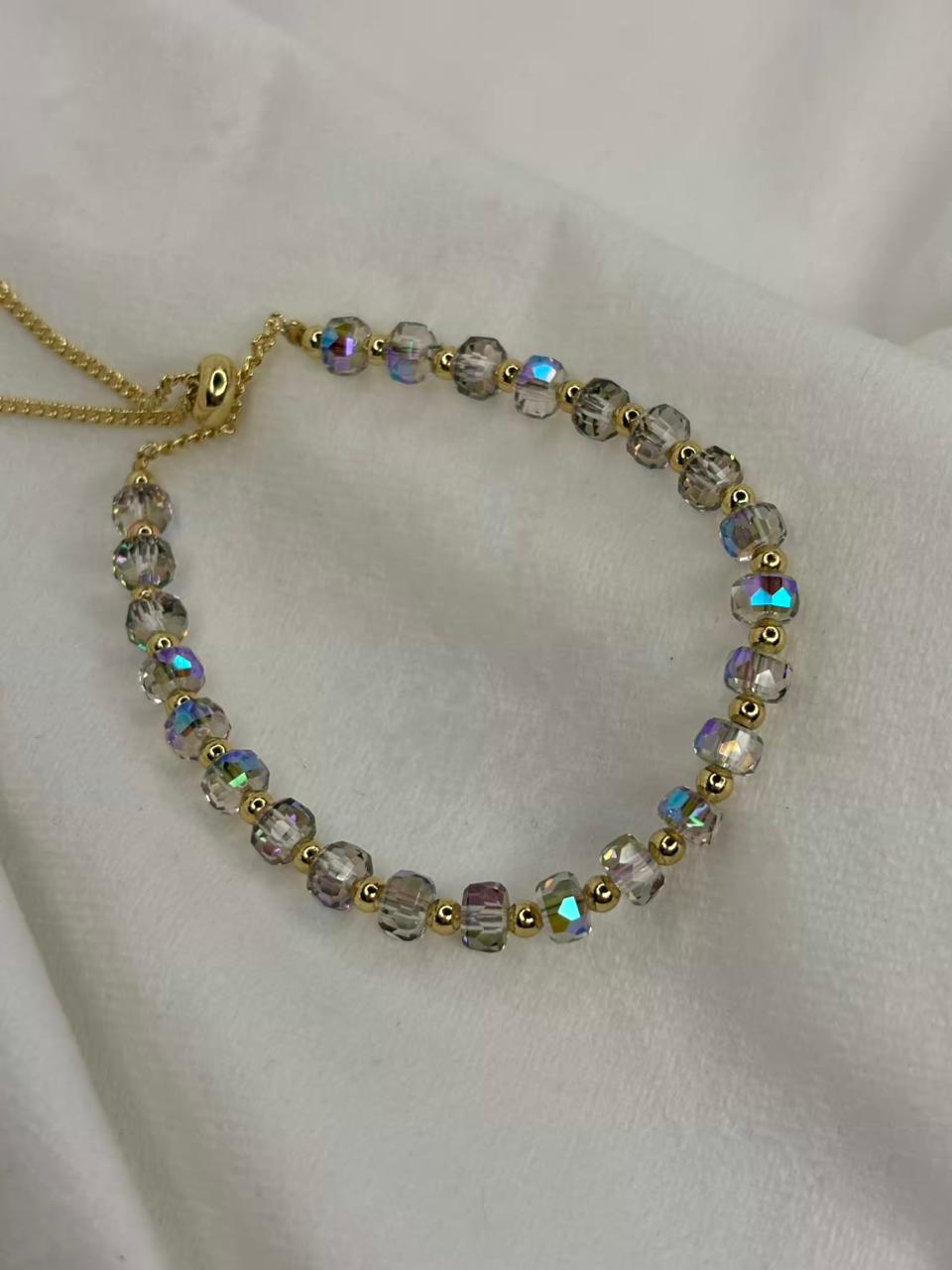 Greenish Colourful Healing Crystals Bracelet for Peace ( Adjustable )