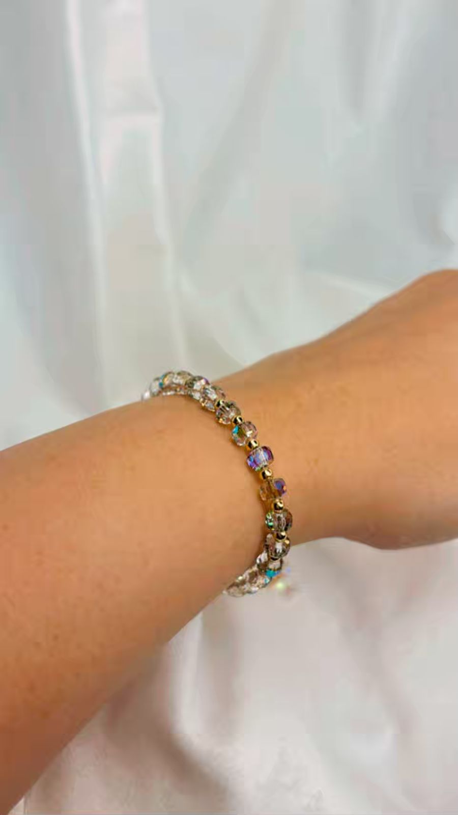 Greenish Colourful Healing Crystals Bracelet for Peace ( Adjustable )