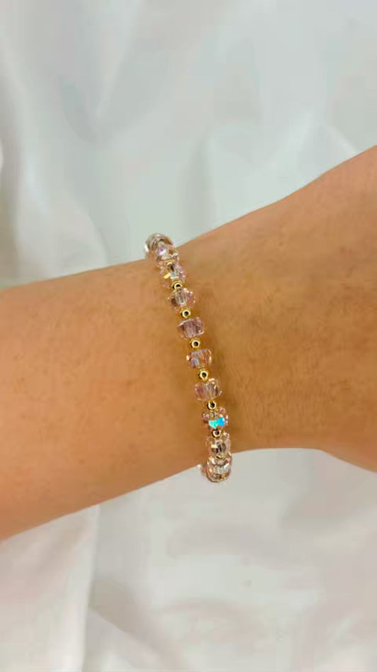 Light Pink Healing Crystal Bracelet for Calming and Self Love