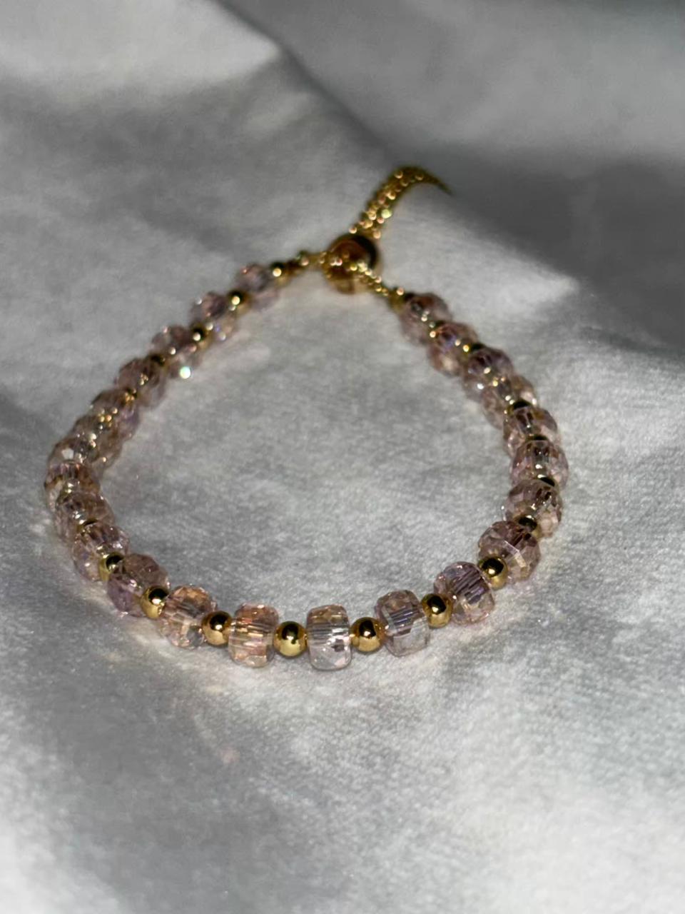 Light Pink Healing Crystal Bracelet for Calming and Self Love