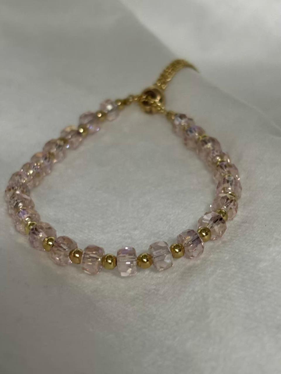 Light Pink Healing Crystal Bracelet for Calming and Self Love