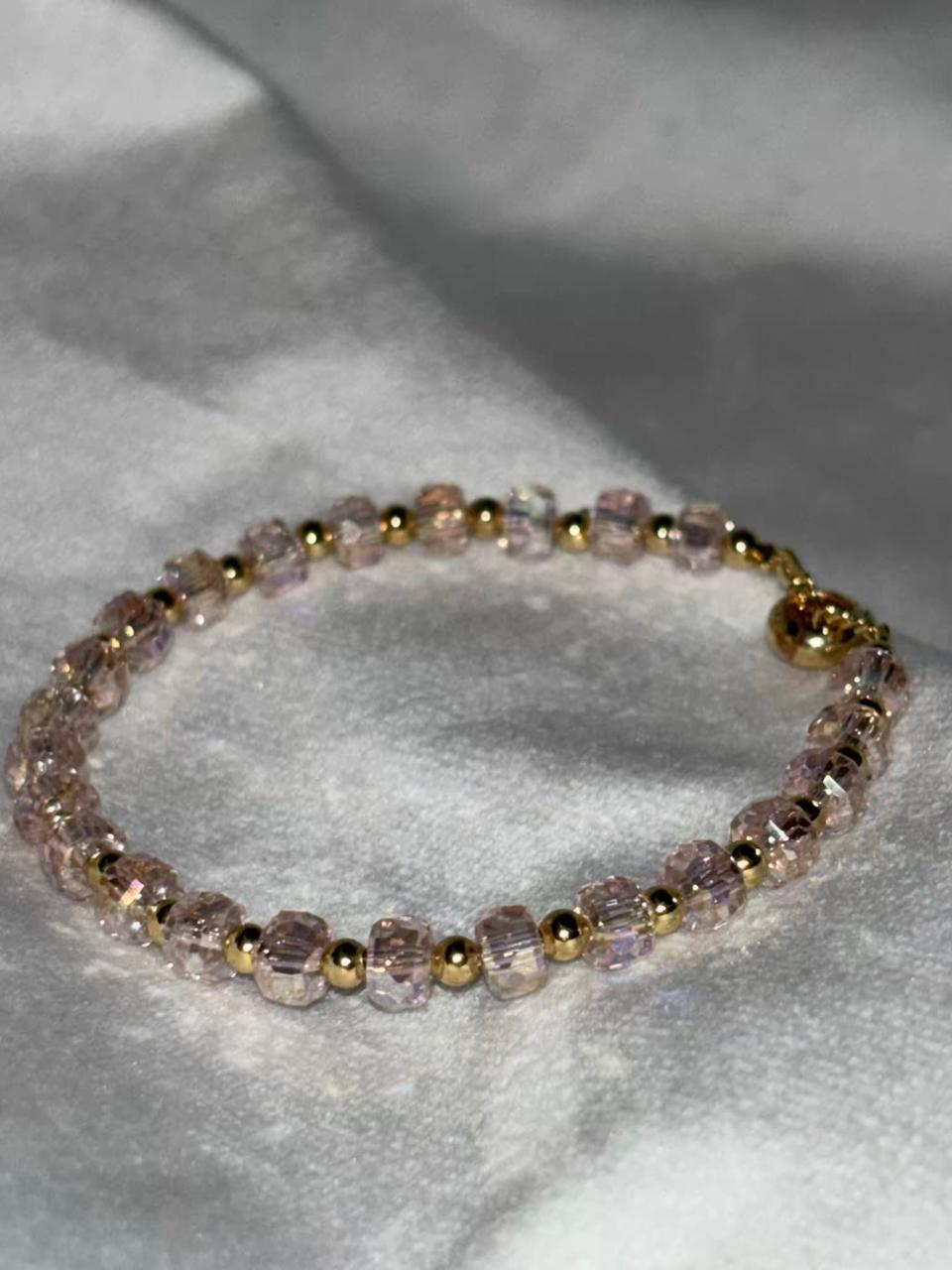 Light Pink Healing Crystal Bracelet for Calming and Self Love