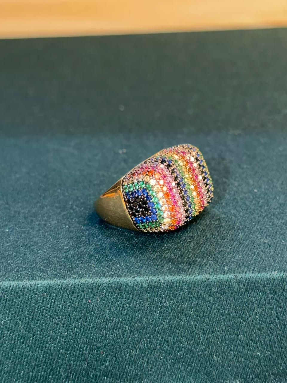 Cocktail Multicoloured Gold Ring US Size 9