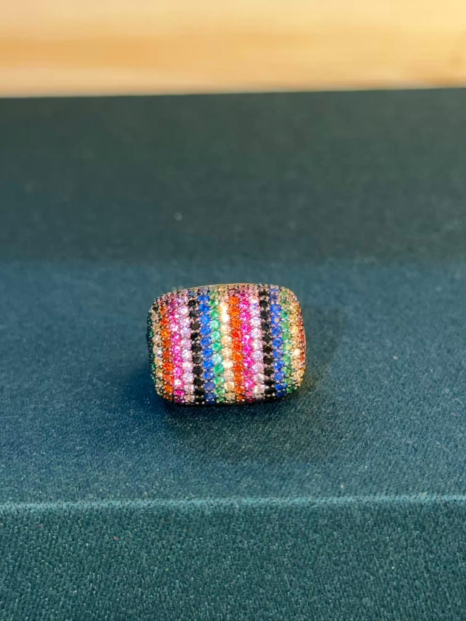 Cocktail Multicoloured Gold Ring US Size 9