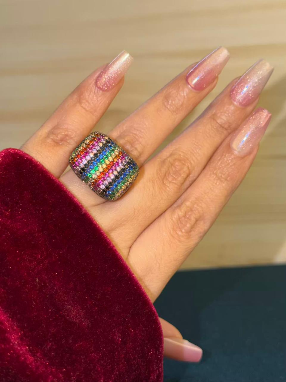 Cocktail Multicoloured Gold Ring US Size 9