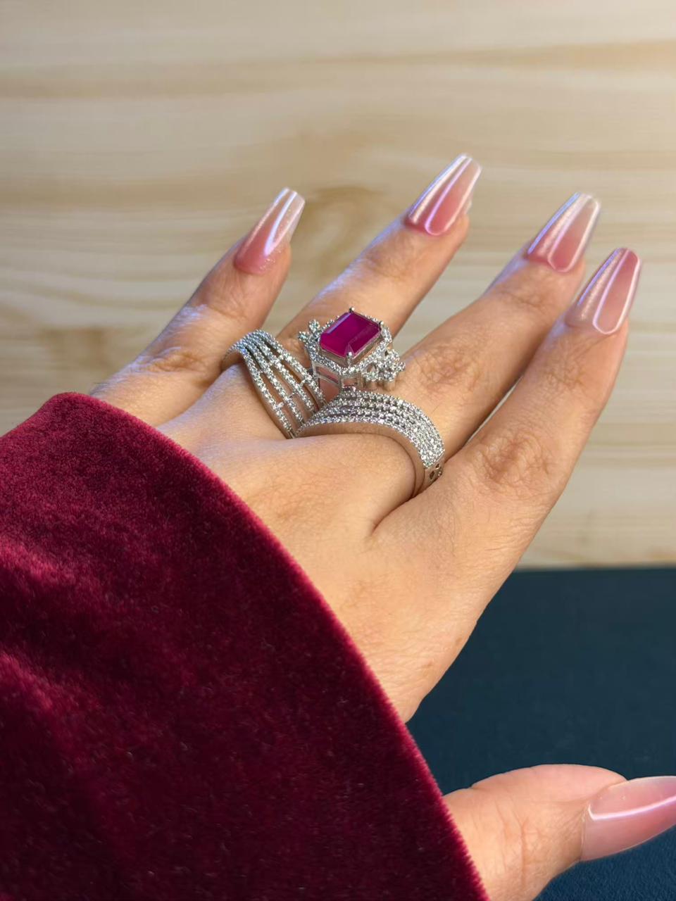 Cocktail Ring Silver Gold Rose Gold Adjustable upto US Size 8