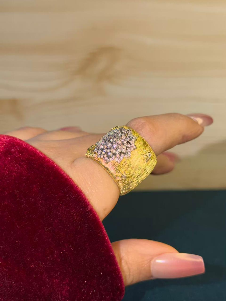 Resham Weave Silk Statement Gold Ring Adjustable