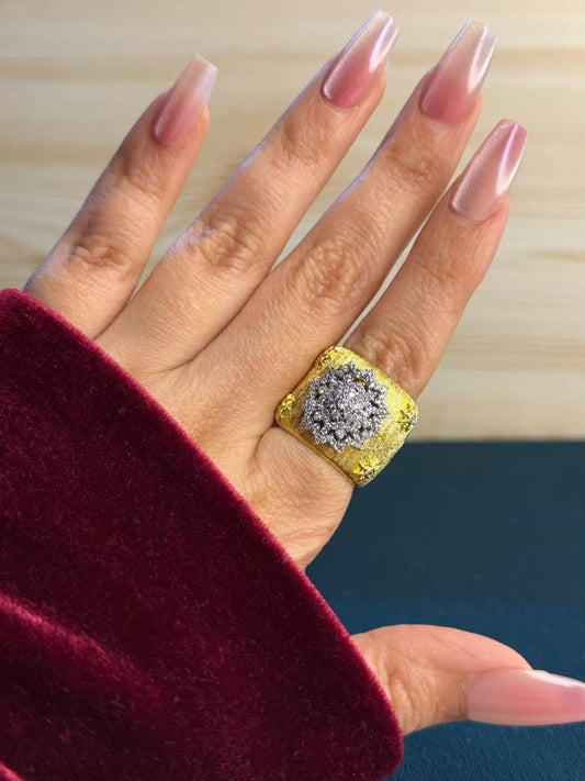 Resham Weave Silk Statement Gold Ring Adjustable