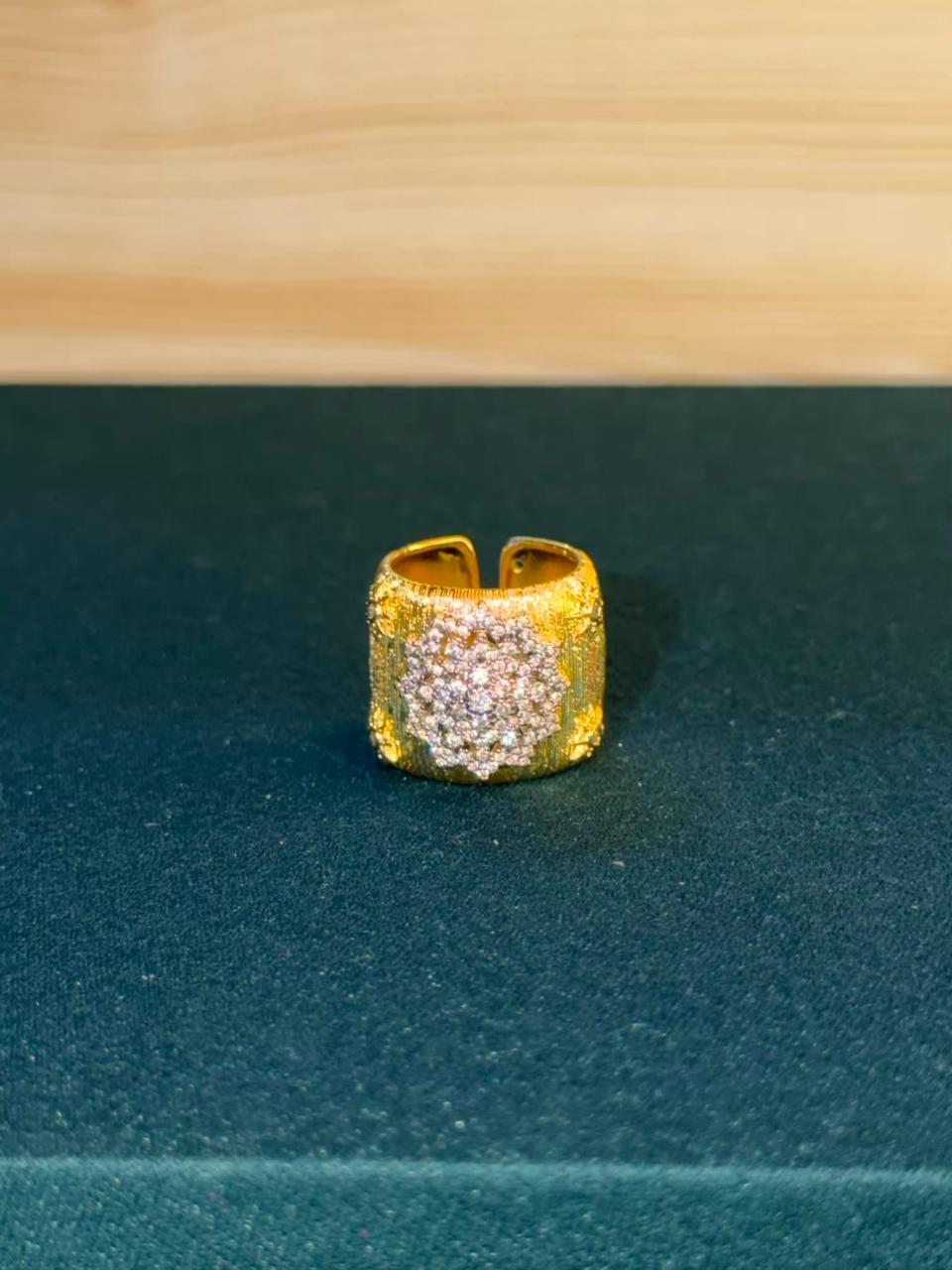 Resham Weave Silk Statement Gold Ring Adjustable