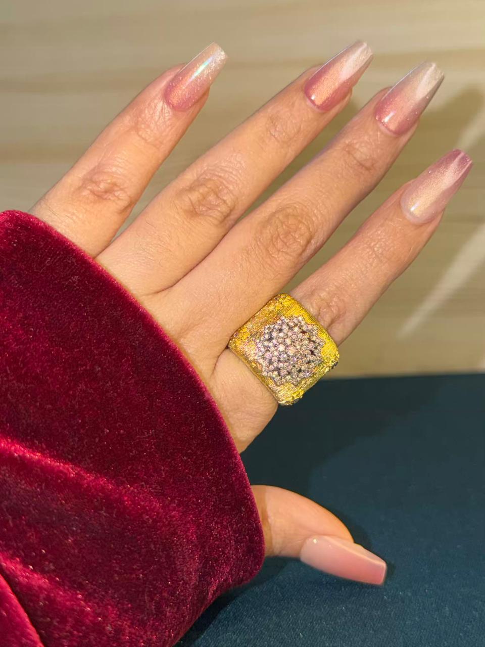 Resham Weave Silk Statement Gold Ring Adjustable