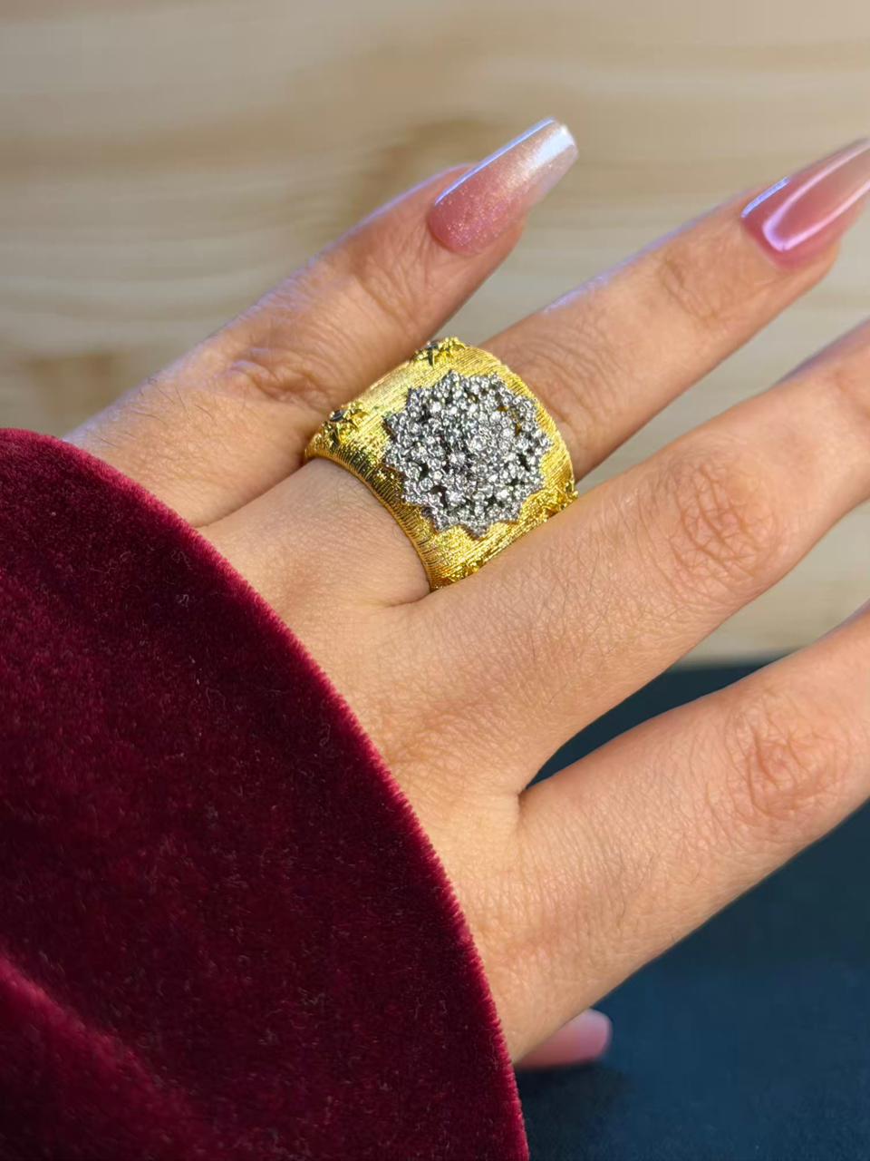 Resham Weave Silk Statement Gold Ring Adjustable