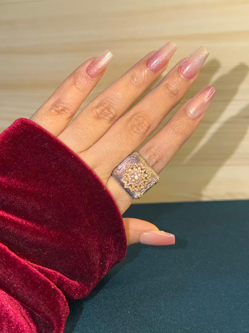 Silk Thread Statement Silver Ring Band Adjustable