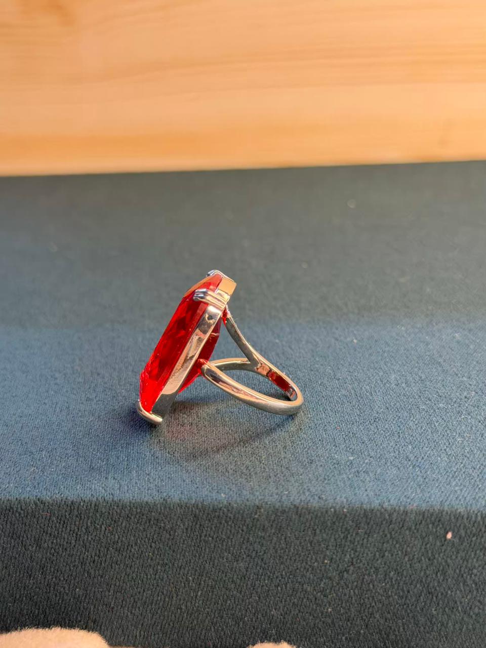 Almandine Garnet Red Oval Statement Ring Adjustable