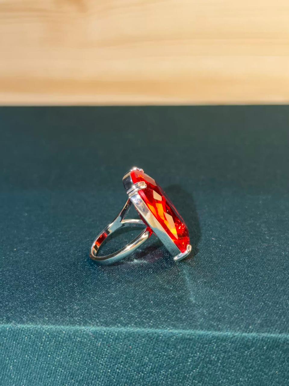 Almandine Garnet Red Oval Statement Ring Adjustable
