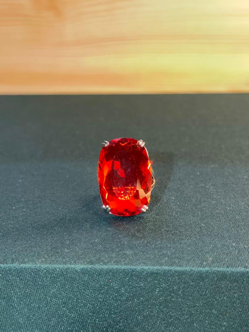 Almandine Garnet Red Oval Statement Ring Adjustable