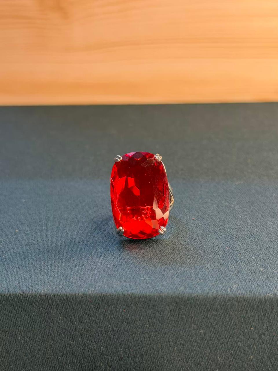 Almandine Garnet Red Oval Statement Ring Adjustable