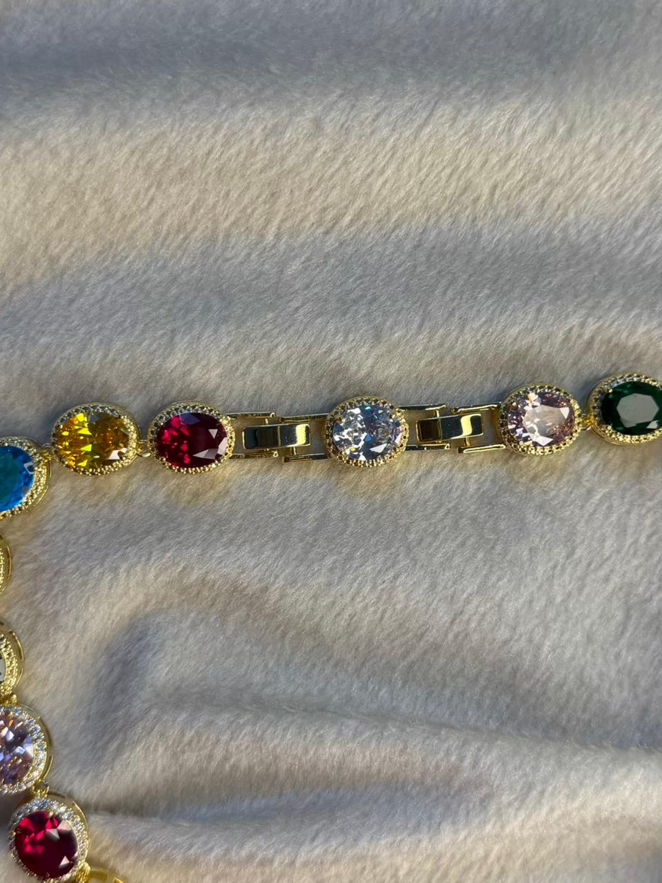 Premium Multicoloured Doublet Stone Luxury Necklace Set in 18k Thick Gold Plating