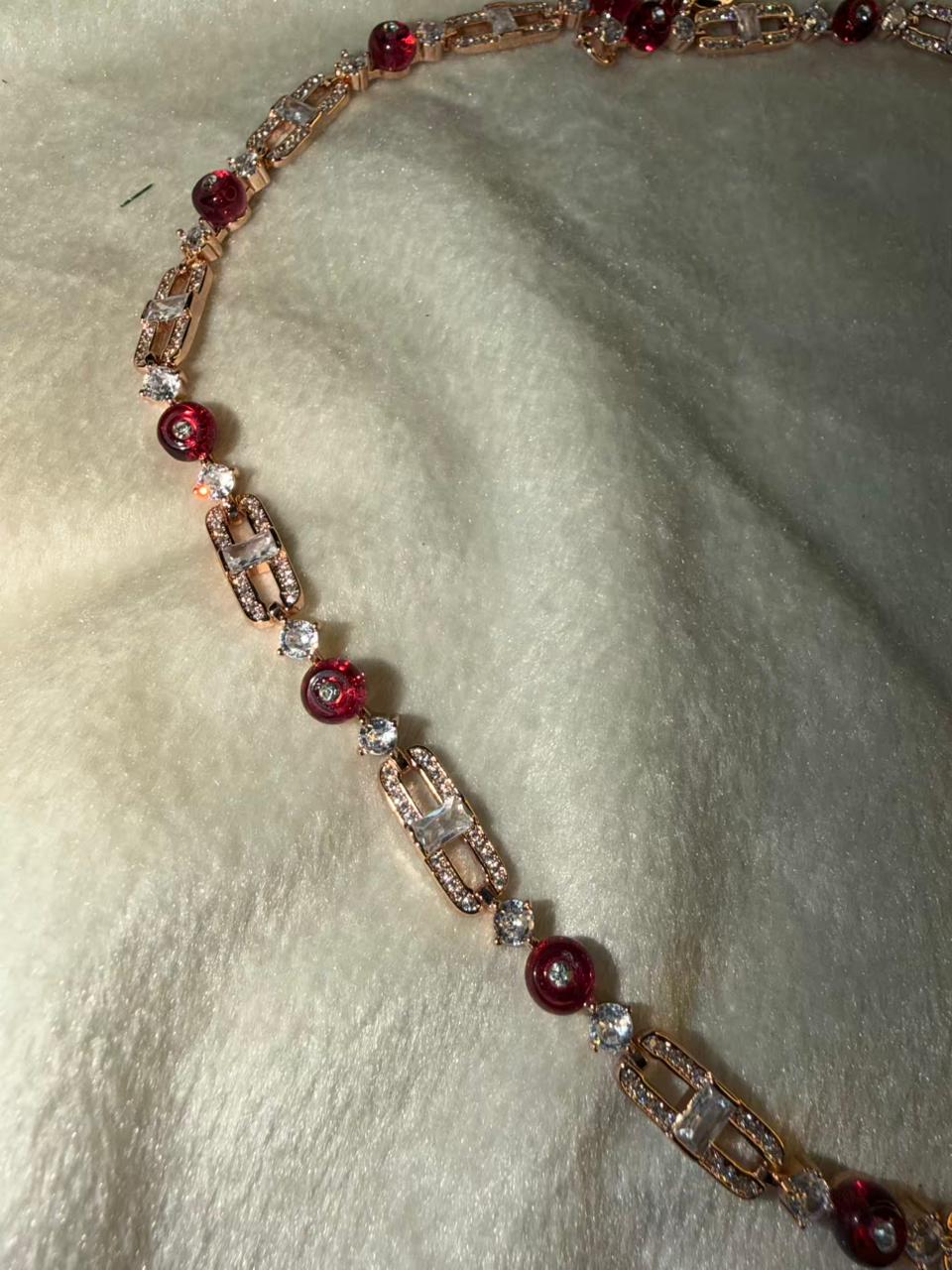 Ruby Stone Designer Necklace Set with Earrings – Crimson Crown Heirloom