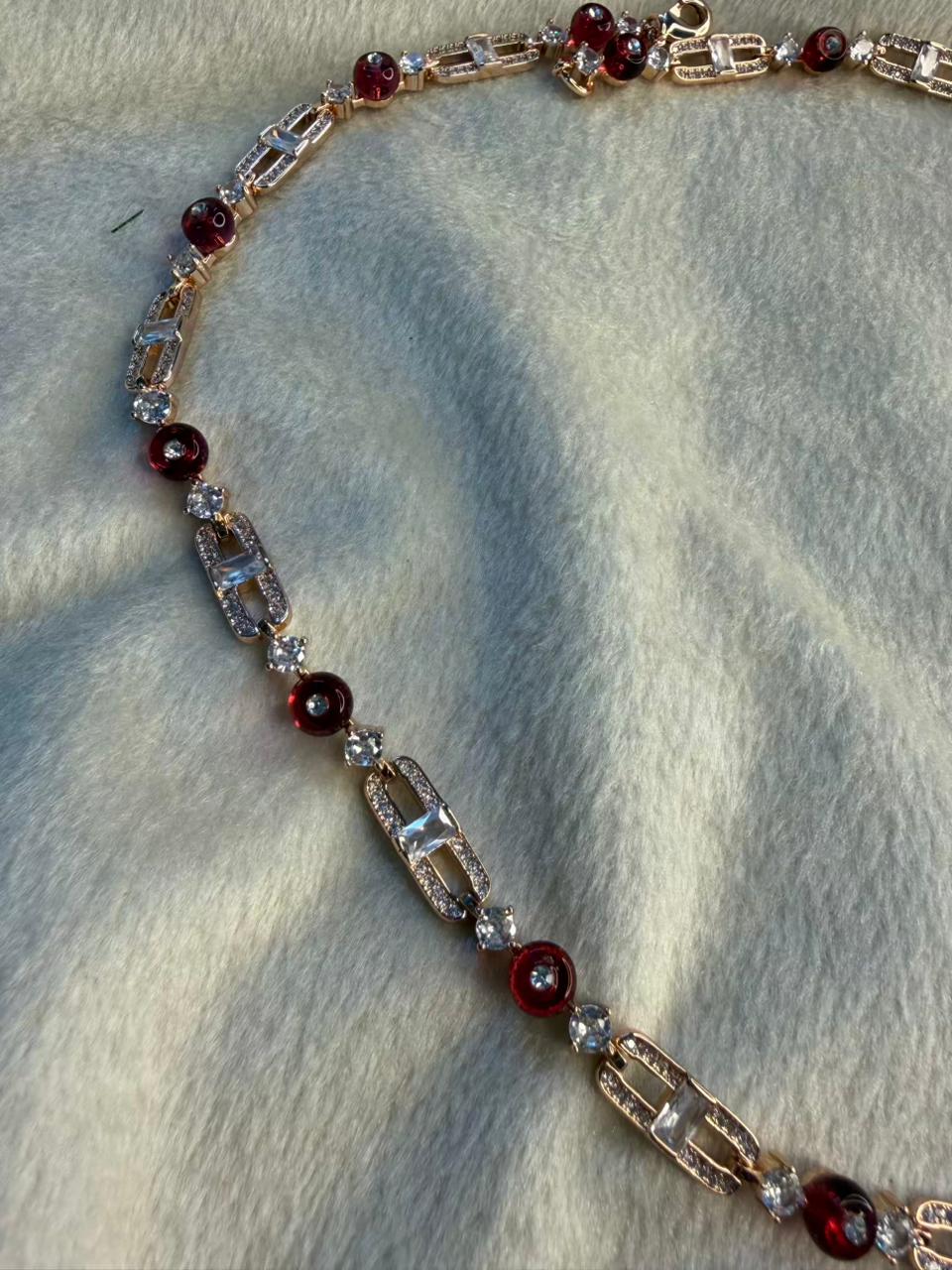 Ruby Stone Designer Necklace Set with Earrings – Crimson Crown Heirloom