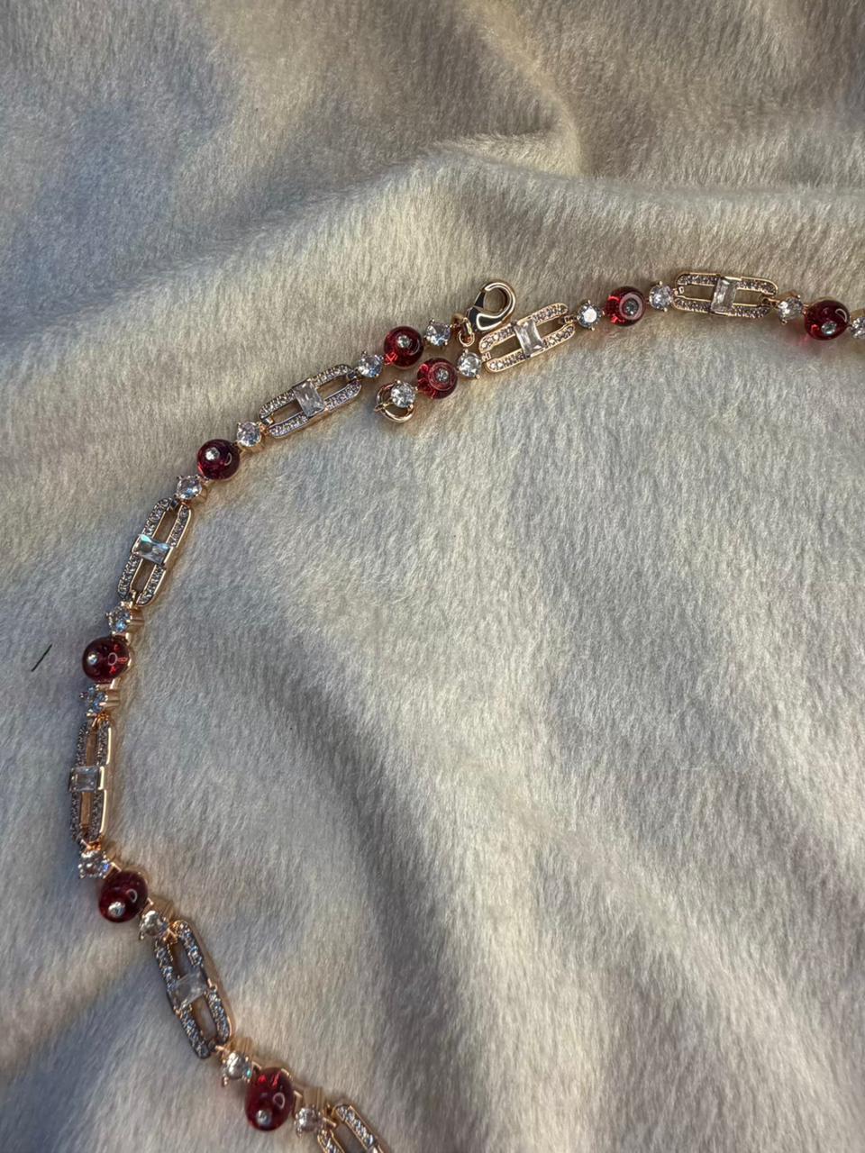 Ruby Stone Designer Necklace Set with Earrings – Crimson Crown Heirloom