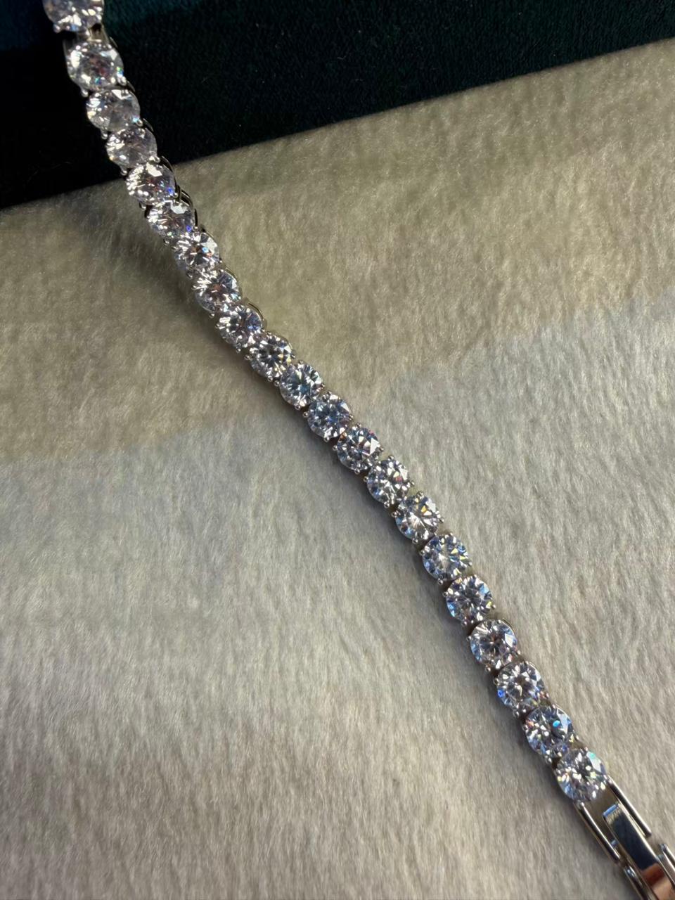 White Stones Round Shaped Silver Plated Tennis Bracelet