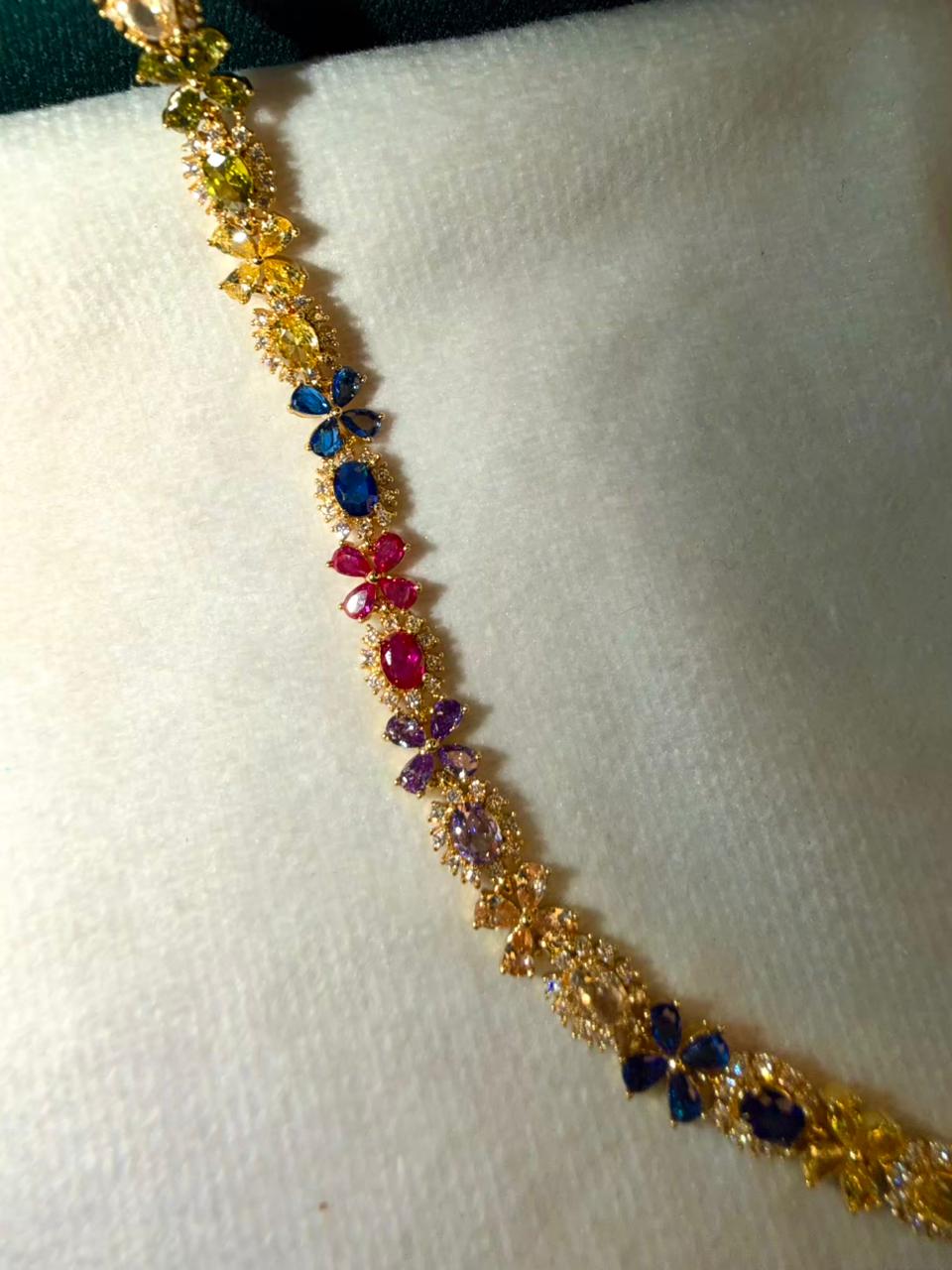 Multicoloured Geometric Drop Round Shaped Gold Plated Tennis Bracelet