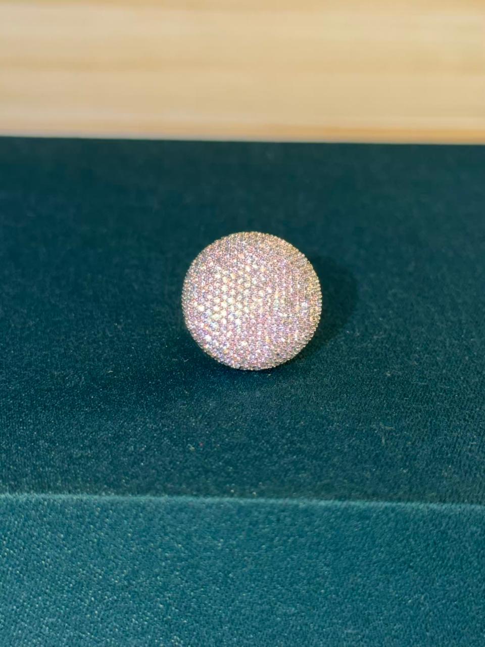 White Stone Round Silver Plated Ring Size Adjustable
