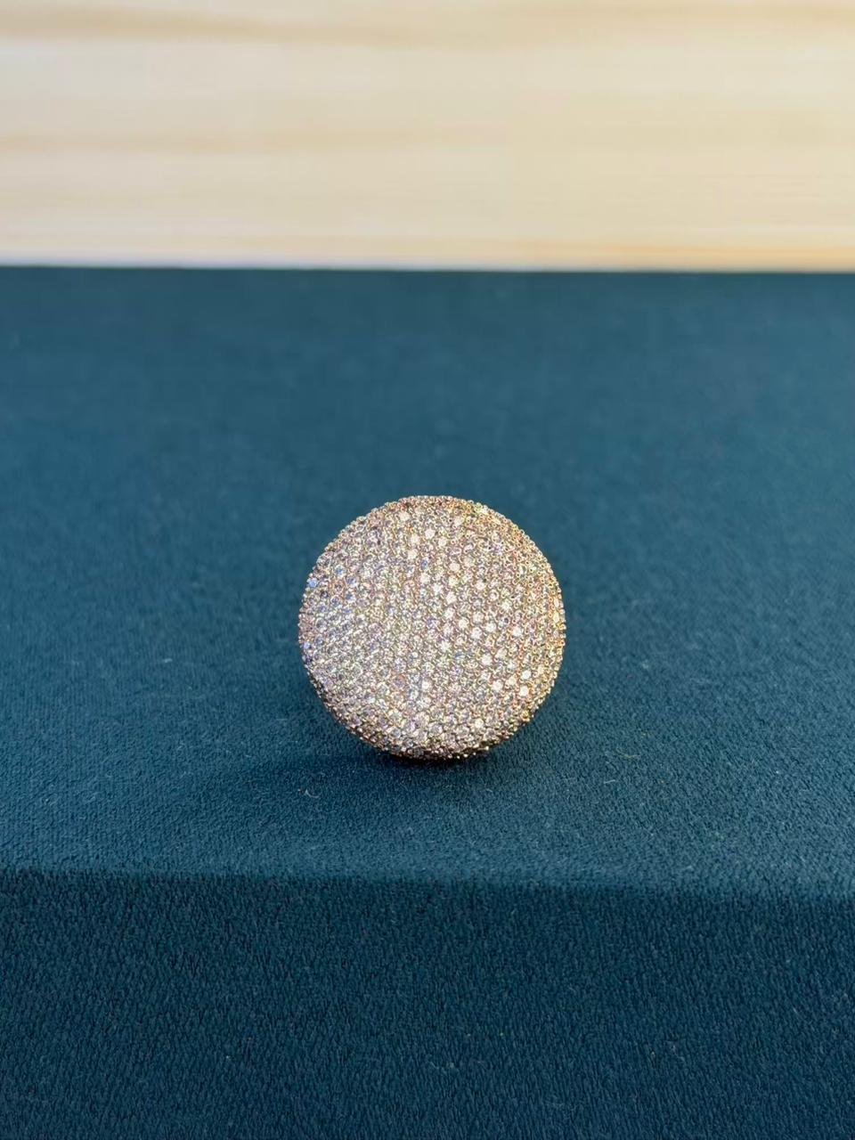 White Stone Round Silver Plated Ring Size Adjustable