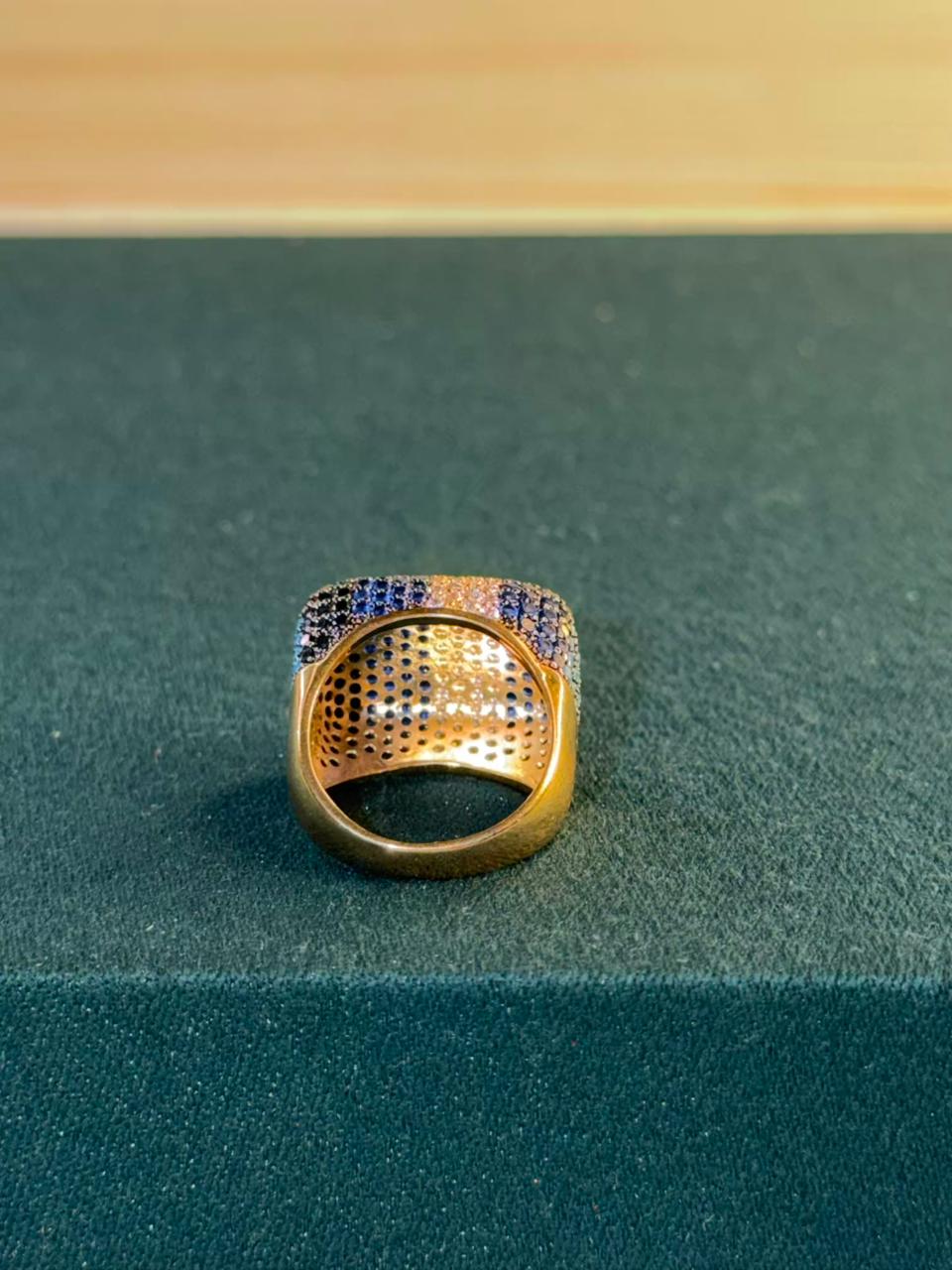 Multicoloured Stones Gold Plated Ring Size Adjustable