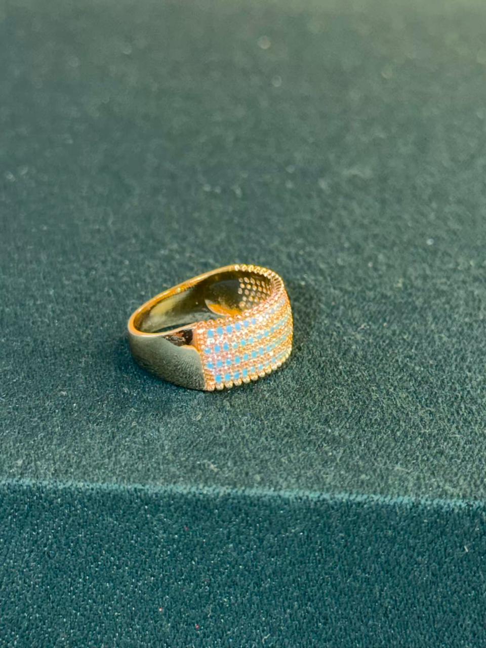 Multicoloured Stones Gold Plated Band Ring Size Adjustable