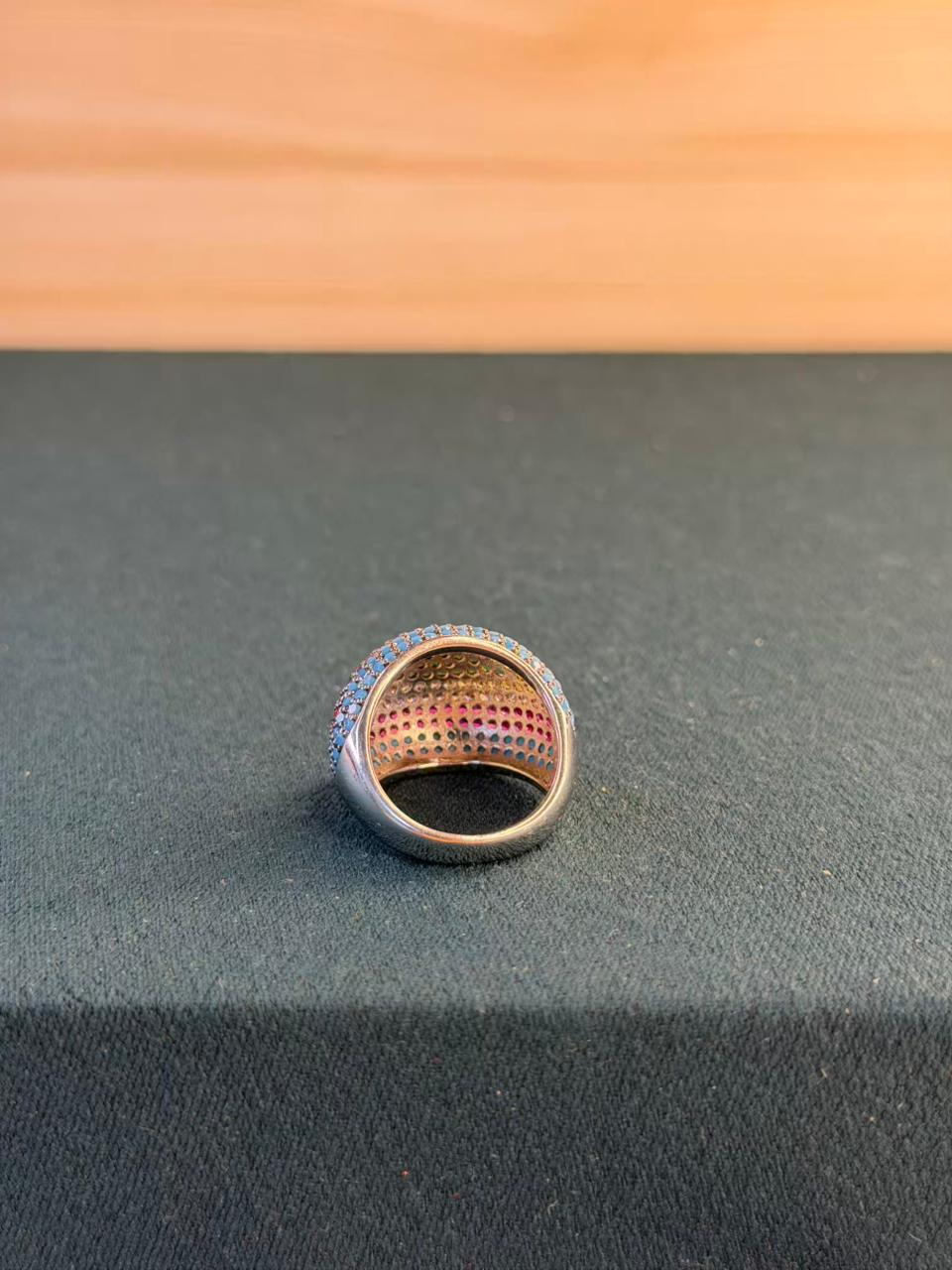 Rainbow Stone Design Gold Plated Ring Size 6-8 US