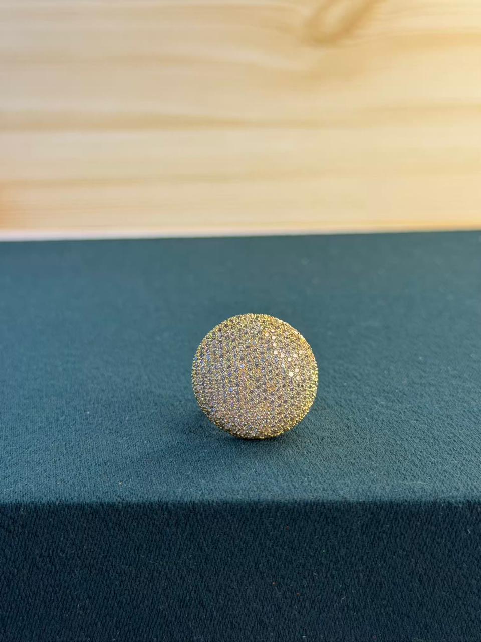 White Stone Round Gold Plated Ring Size Adjustable
