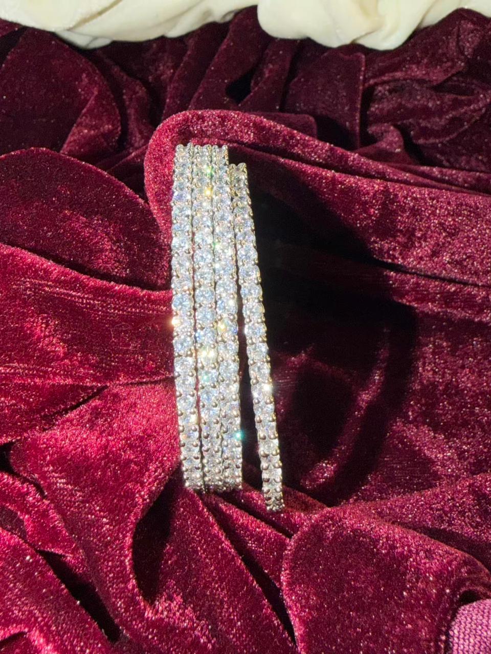 Slim Round Silver Plated Diamond Classic Bangles Size 2.8