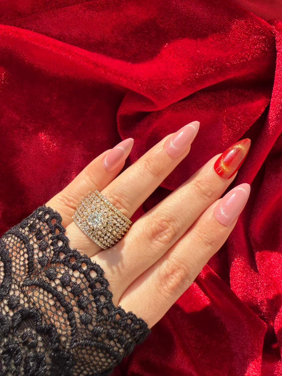 Round Crown Crystal Antique Gold Plated Statement Ring Adjustable