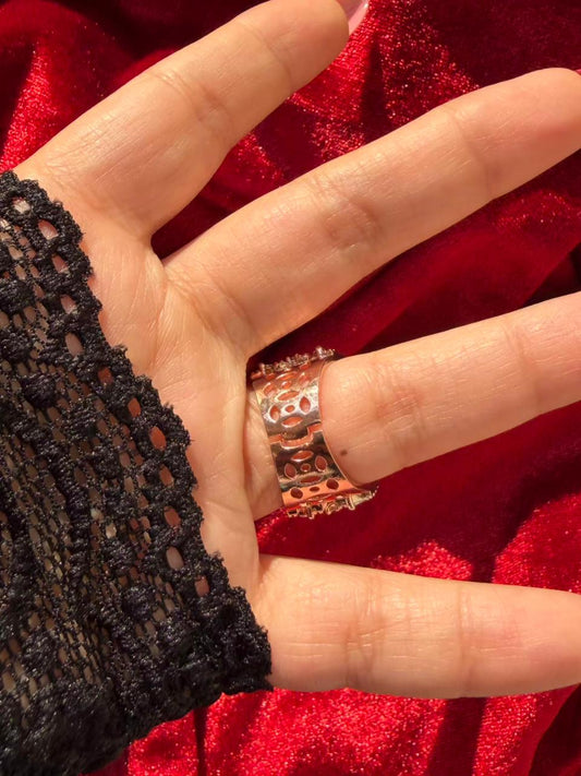 Princess Cut Baguette Crystal 18K Gold Plated Statement Ring Adjustable