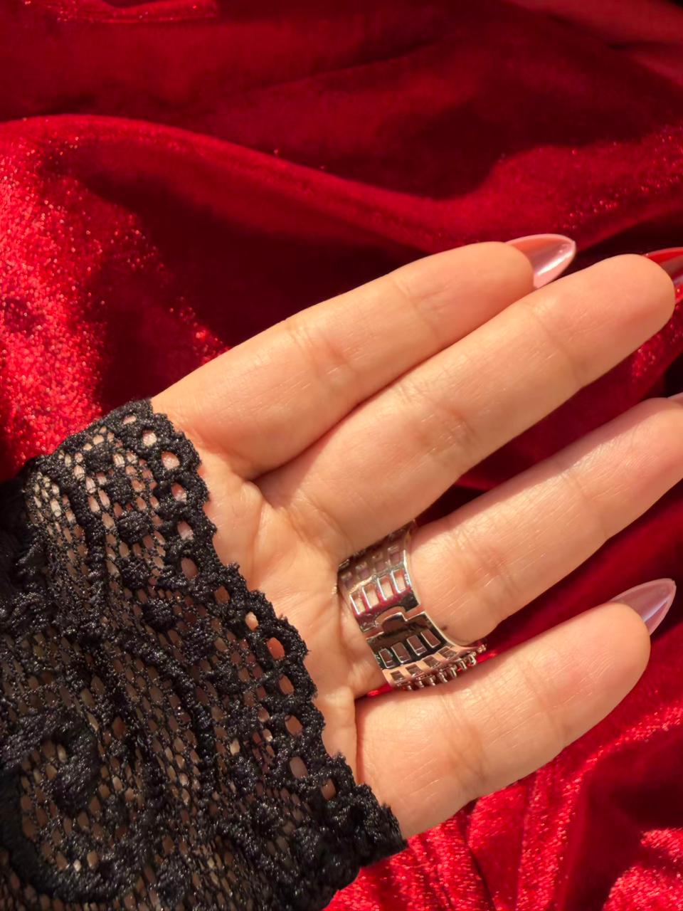 Round Crown Crystal 18K Gold Plated Statement Ring Adjustable