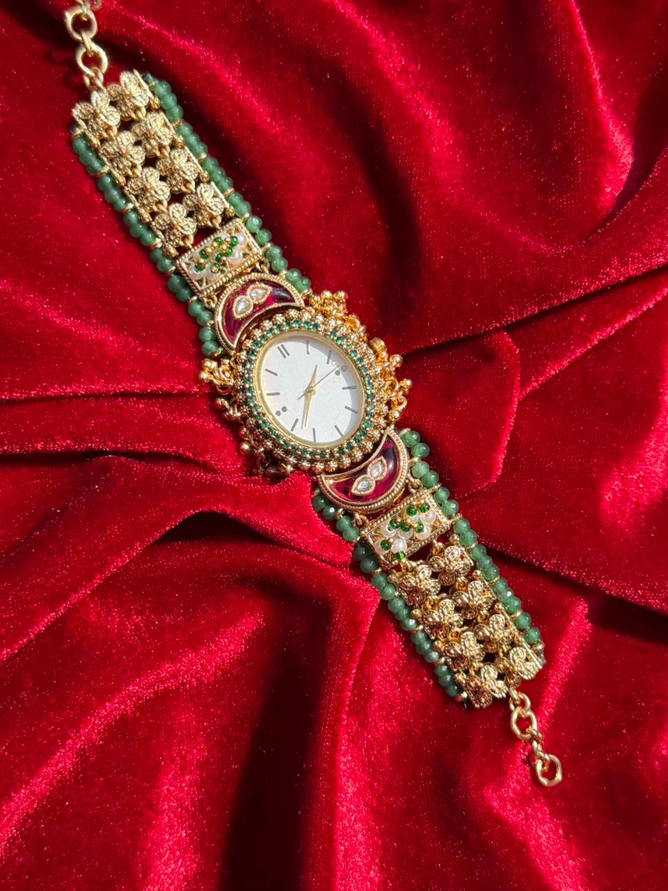 Oval Dial Gold Plated Heritage Maharani Watch