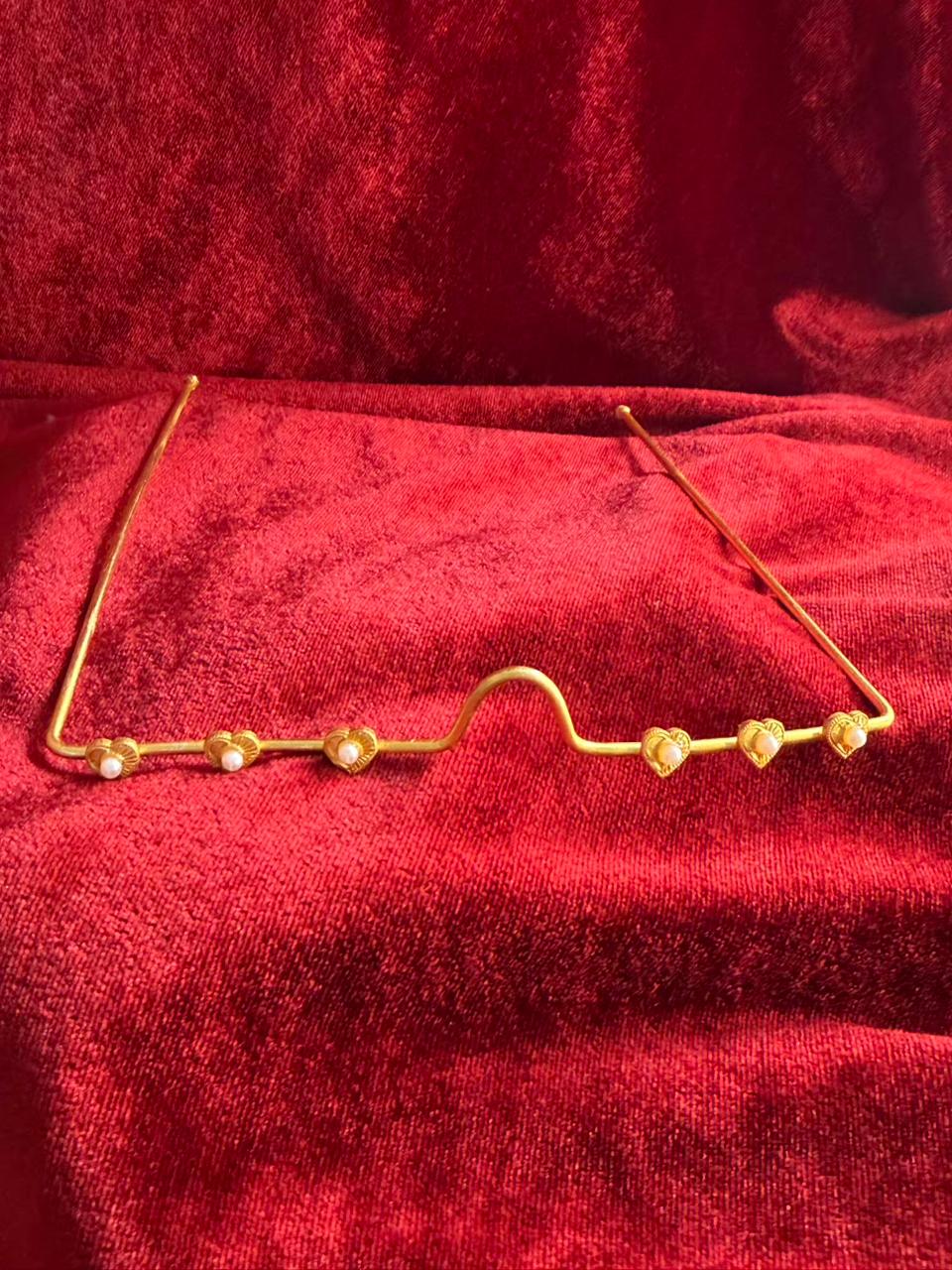 Viral Facelet – V Curve Heart Pearl Crystal & Premium Gold Plated Finish Design (Partial COD ₹200)