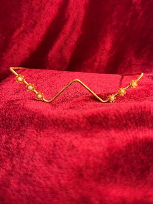 Viral Facelet – Zigzag Floral Pearl Gold Plated Finish Design (Partial COD 200₹ / Prepaid )