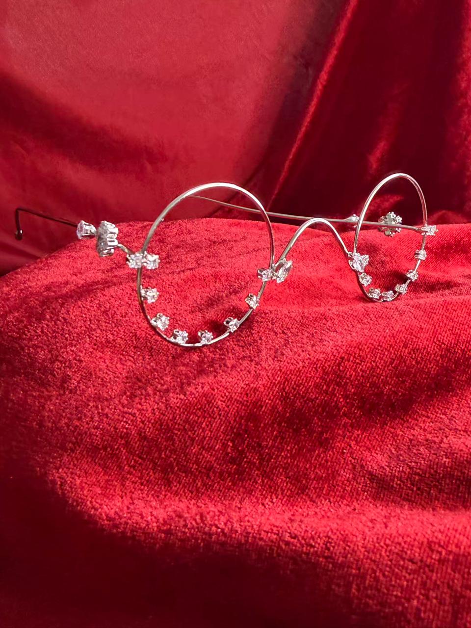 Viral Facelet – Double Circle Crystal Bloom Silver Plated Design